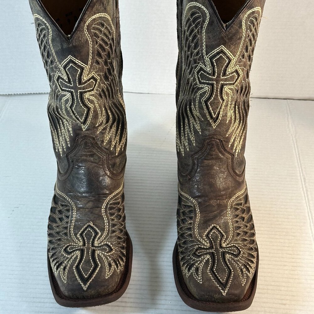 Corral Brown Heeled Boots with Embroidered Wings - Picture 16 of 16